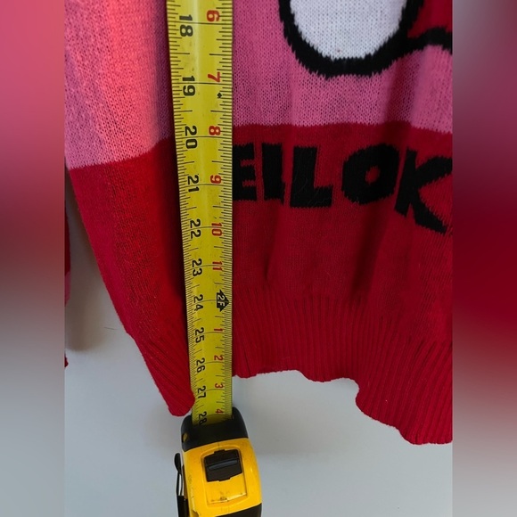 Hello Kitty by Sanrio, women’s medium, pink and red stripe sweater with Kitty - Picture 4 of 5